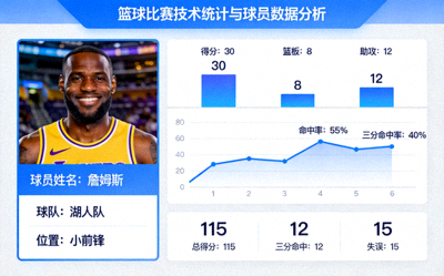 篮球比赛技术统计与球员数据分析界面
